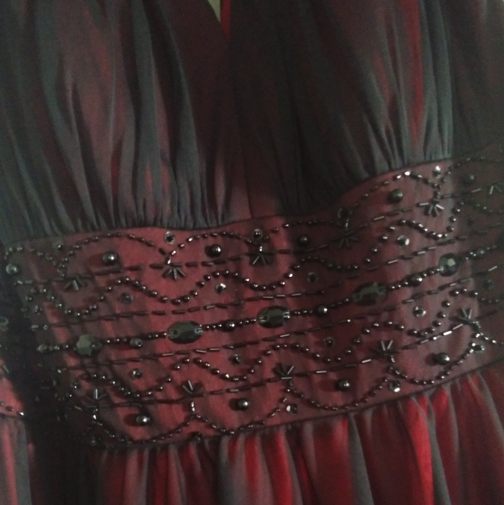 Elegant Beaded Burgundy Dress